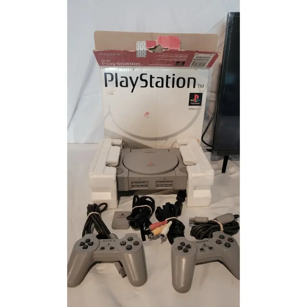 Sony PlayStation PS1 Console Bundle CIB Original Box DDR Game 2 Controllers...